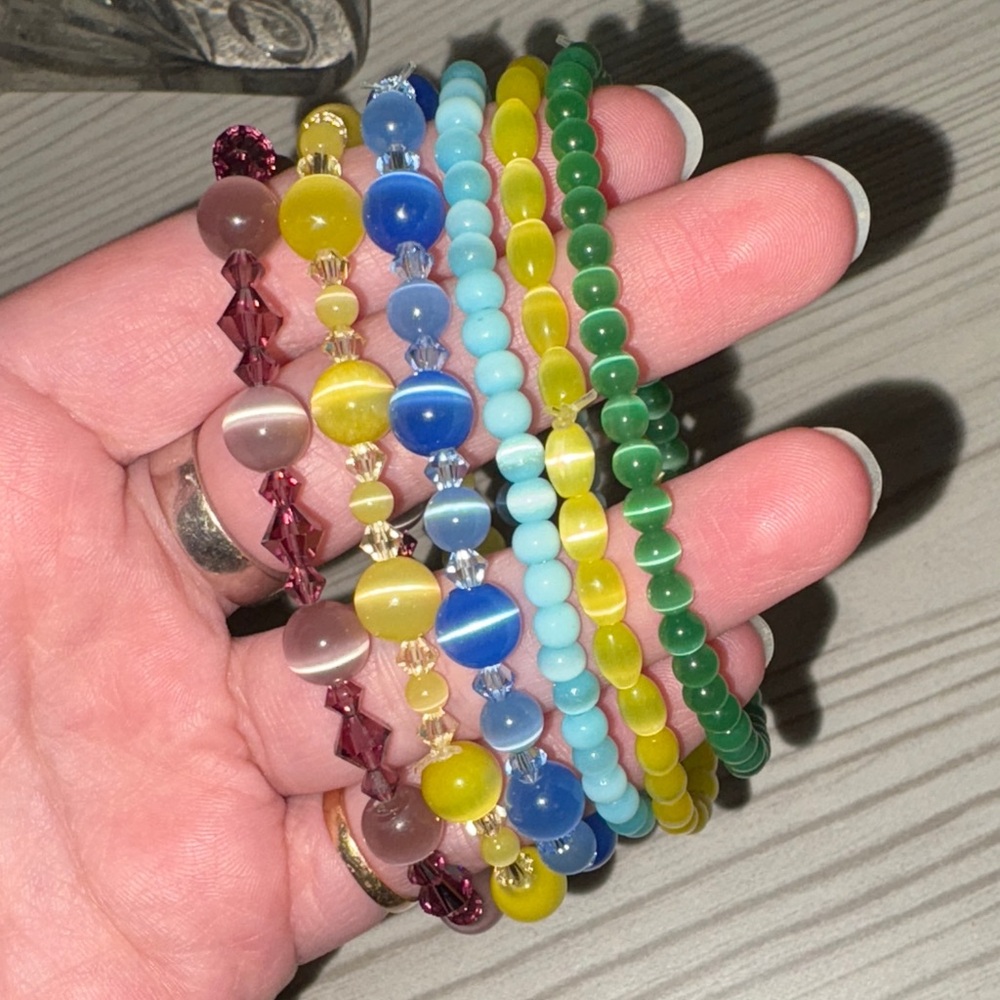 Colorful Cats Eye Beaded Bracelet Set